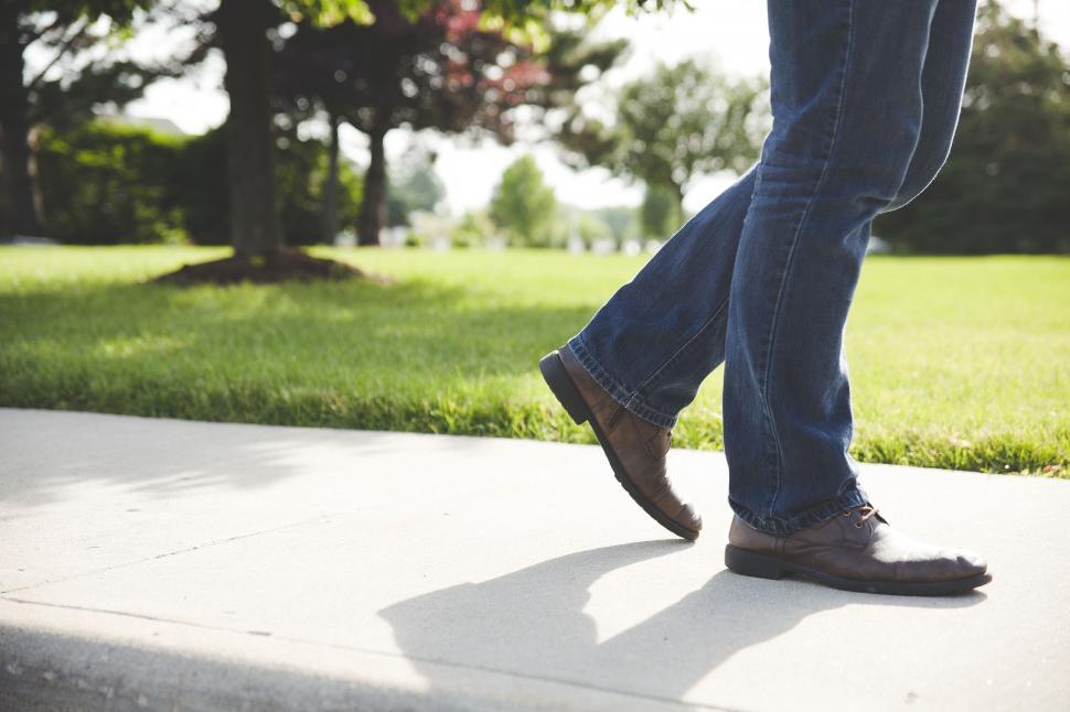 Free Stock Photo of Person Walking on Sidewalk in Park | Download Free ...
