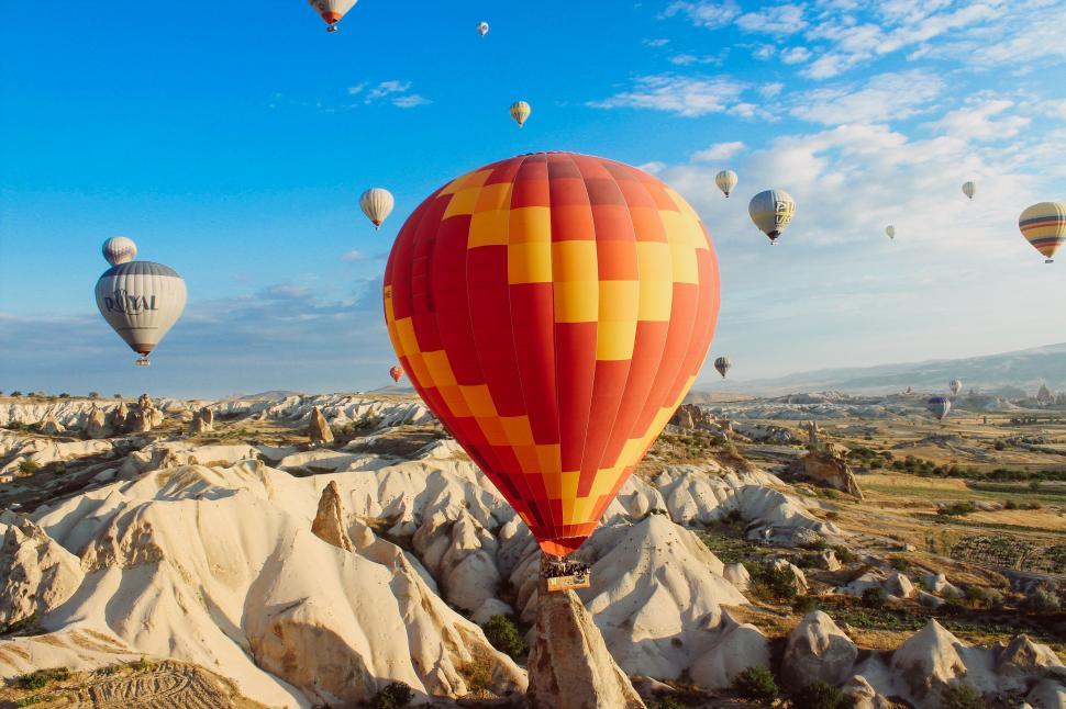 Free Image of Group of Hot Air Balloons Flying in the Sky 