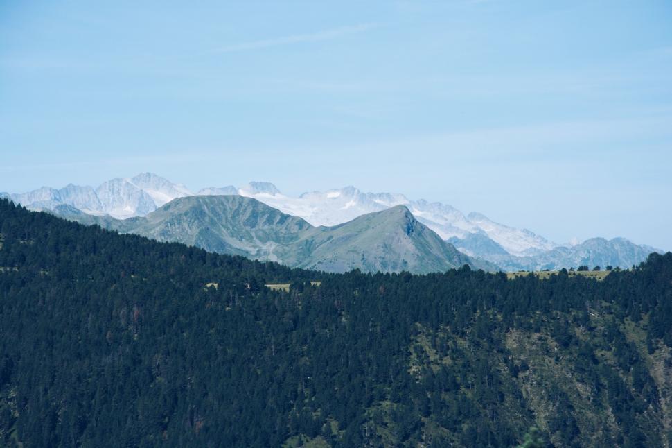 Free Image of Majestic Mountain Range With Foreground Trees 