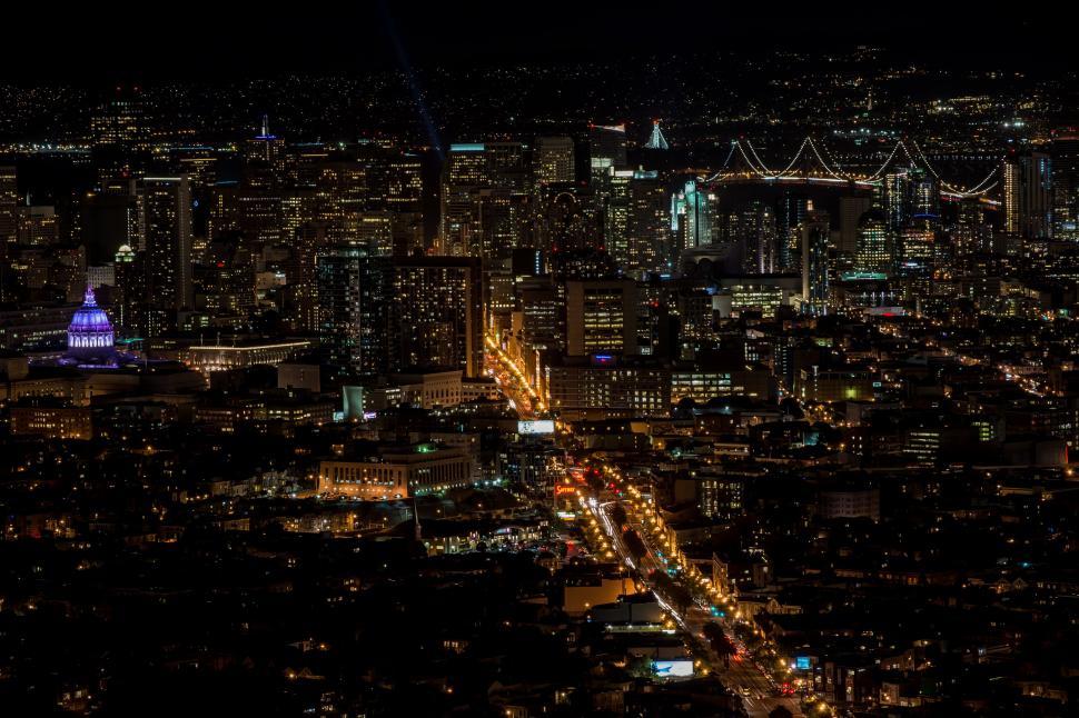 Free Stock Photo of Vibrant Night Cityscape Illuminated With Numerous ...