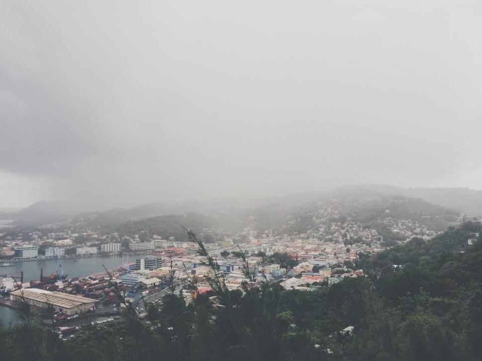 Free Image of City on a Hill in Black and White 