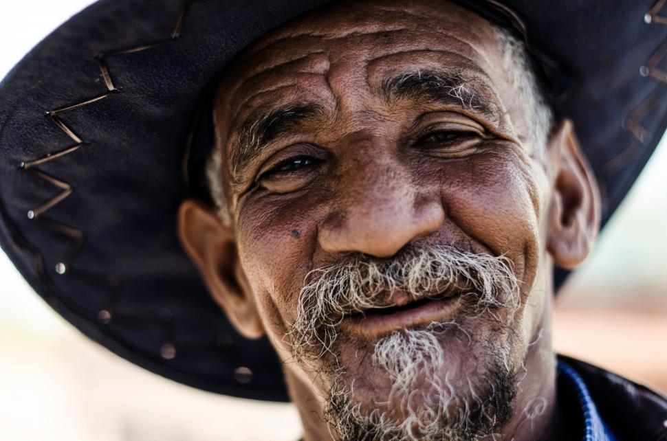 Free Image of Man Wearing Black Hat and Blue Shirt 