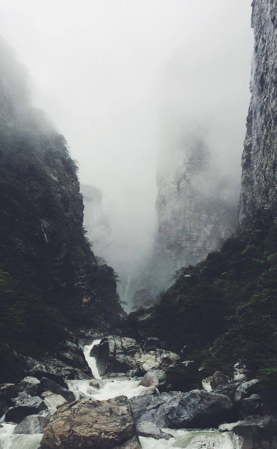 Free Image of Mountain Stream Running Through Rocks 