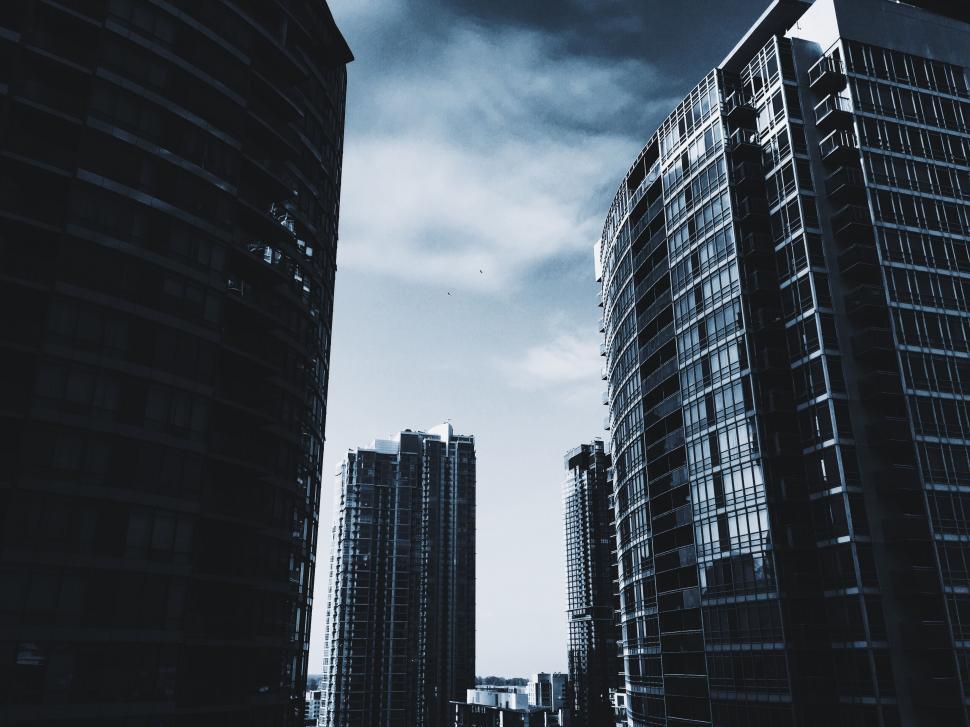 Free Image of Tall Buildings in Black and White 