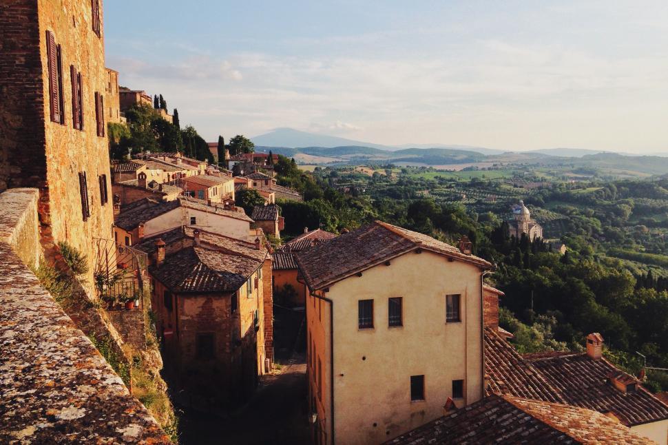 Free Image of A View of a Village From a High Point 