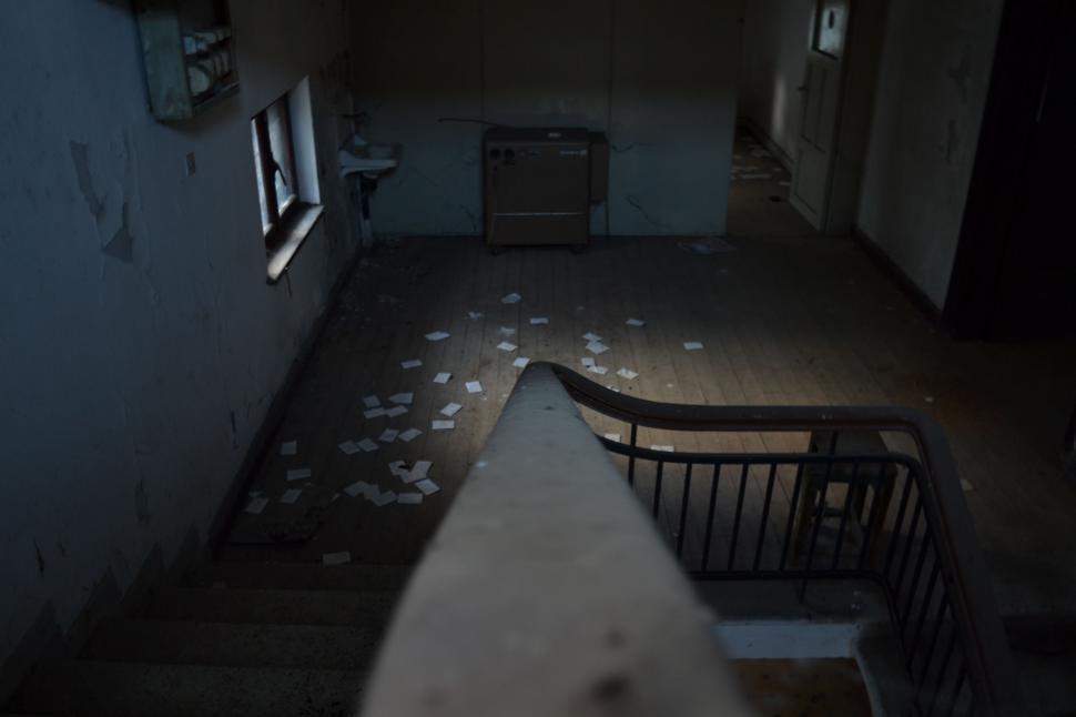 Free Image of Dark Hallway With Sink and Window 