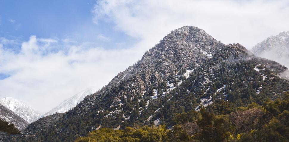 Free Image of Snow Covered Mountain With Trees 