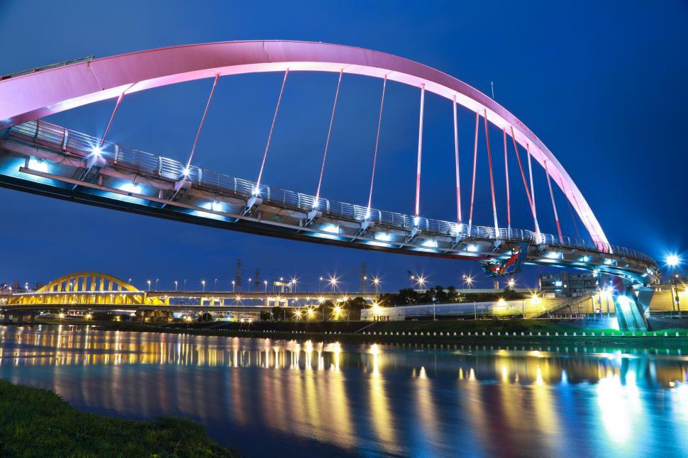 Free Stock Photo of Bridge Crossing Waterway Under Moonlight | Download ...