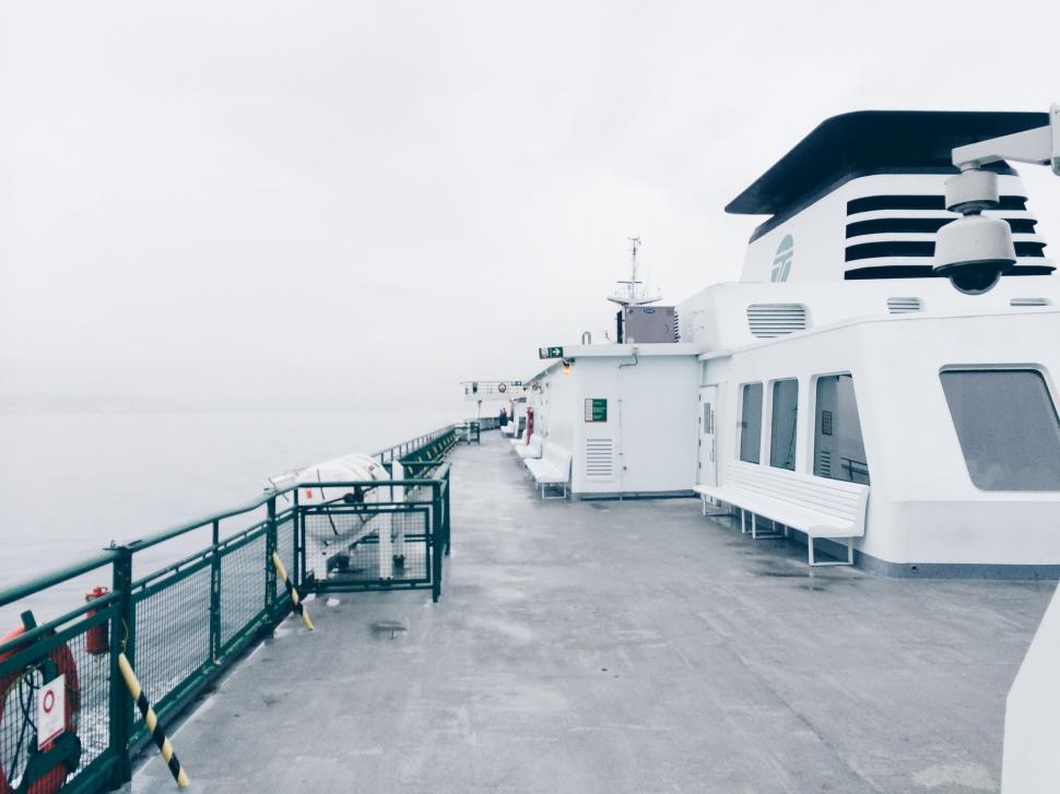 Free Image of Boat Deck in Black and White 