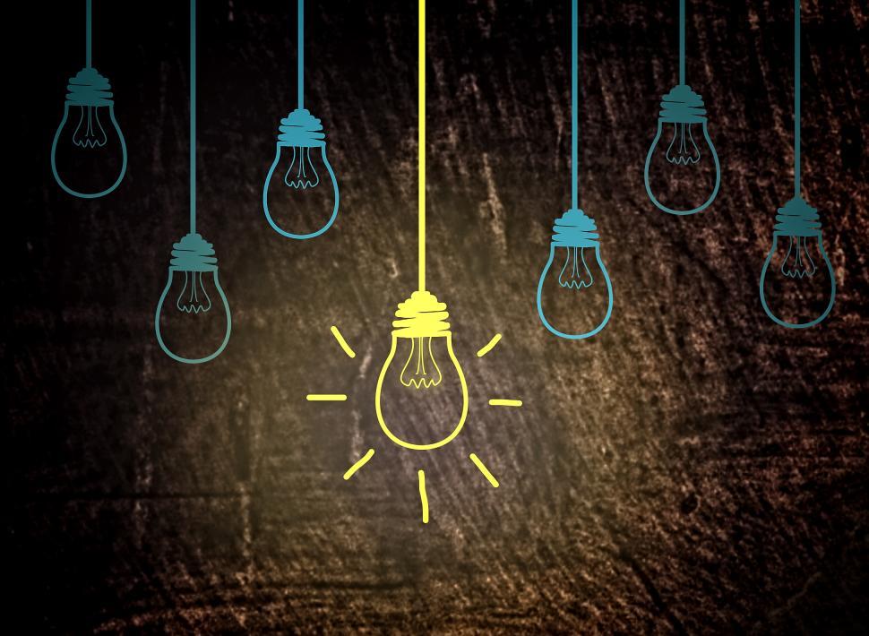 Free Image of Lightbulbs on wood - Creativity concept 