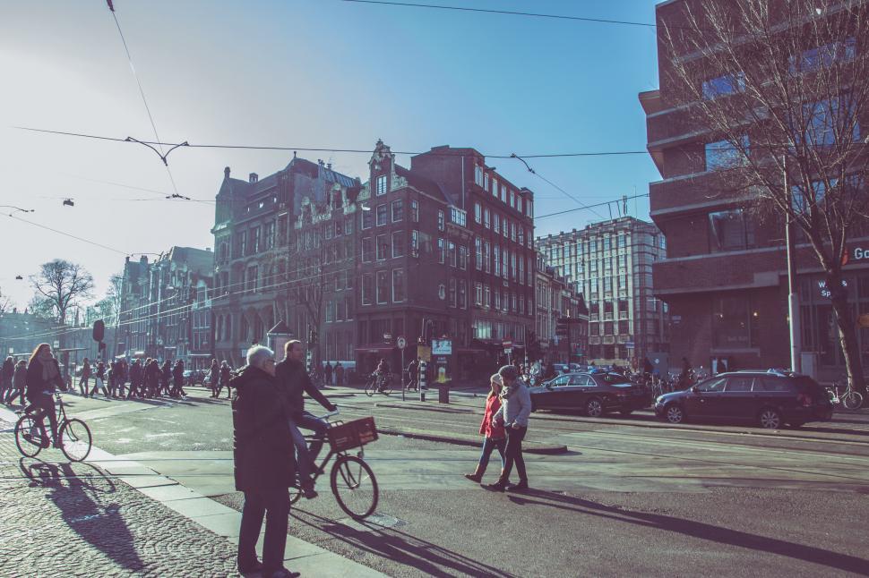 Free Image of Group of People Riding Bikes Down a Street 