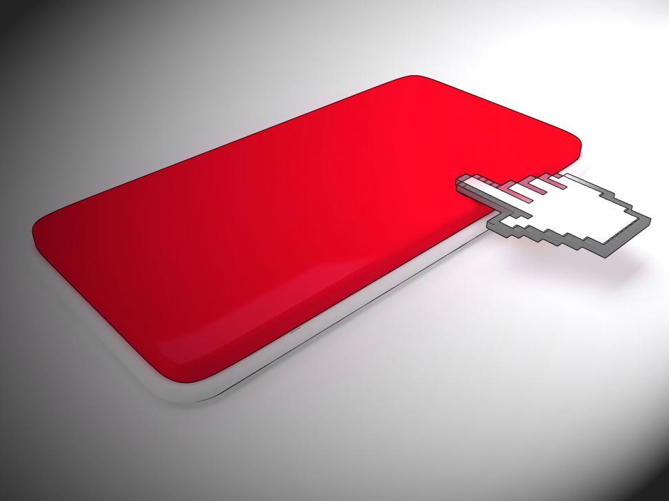 Free Image of Cursor Hand On Key Background Shows Blank Copy space Click Here 