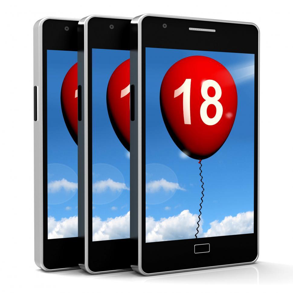 Free Image of Balloon Phone Represents Eighteenth Happy Birthday Celebration 