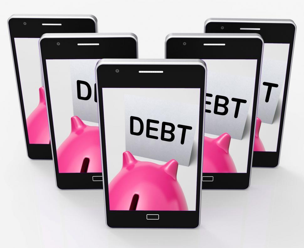 Free Stock Photo of Debt Piggy Bank Means Loan Arrears And Paying Off