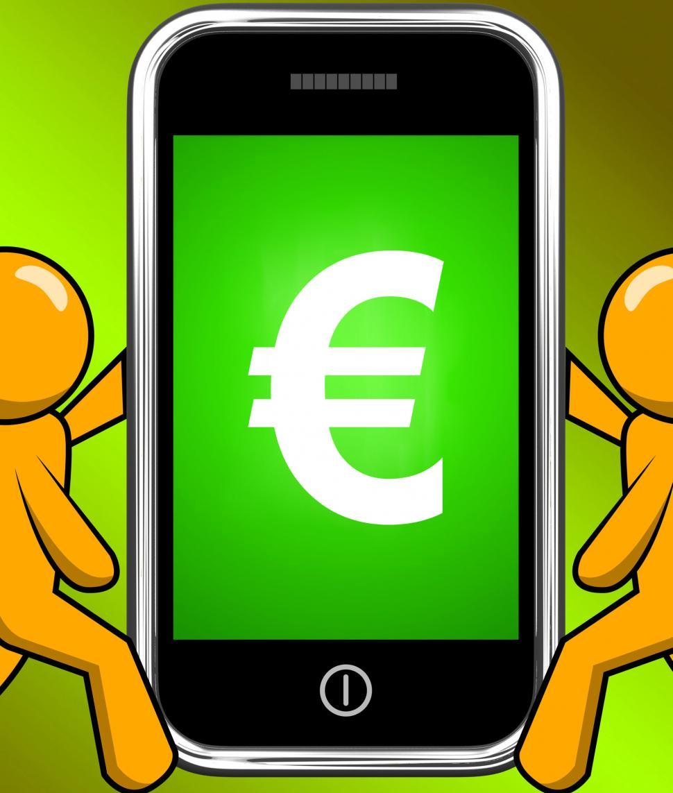 Euro Sign On Phone Displays European Currency