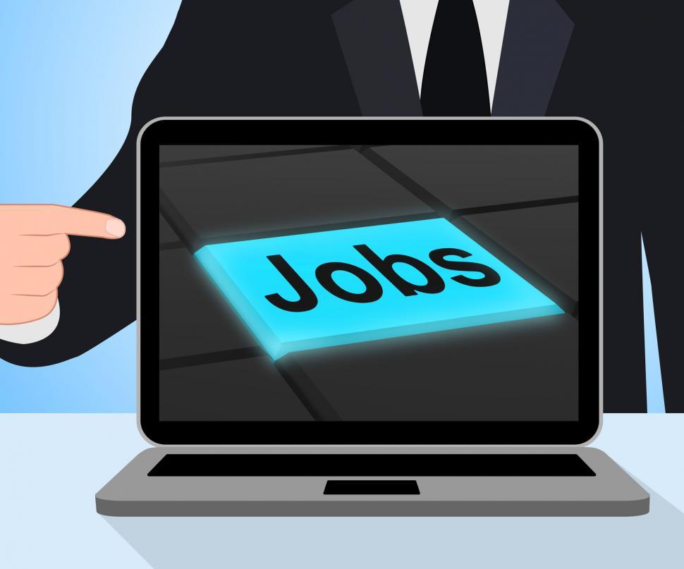 Jobs Button Displays Hiring Recruitment Online Hire Job