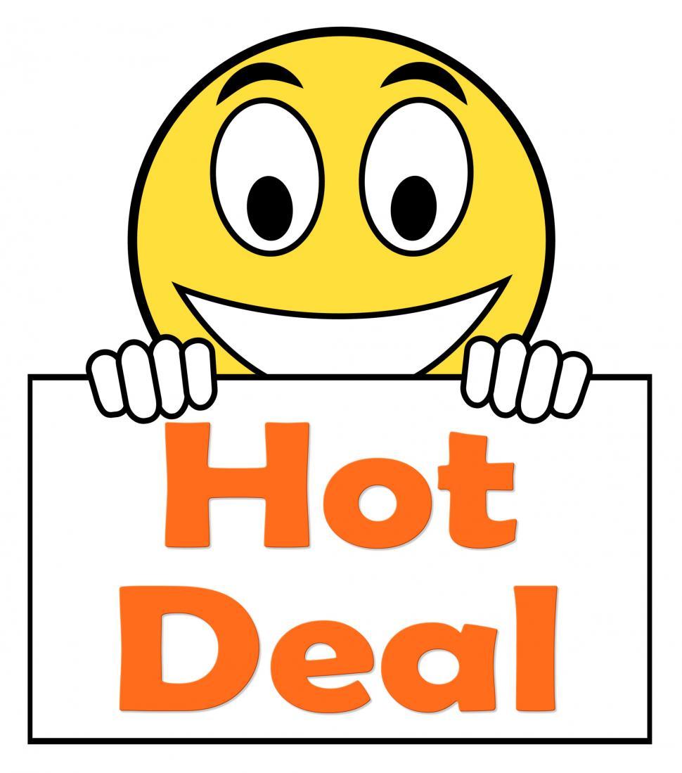 Free Stock Photo of Hot Deal On Sign Shows Bargains Sale And Save