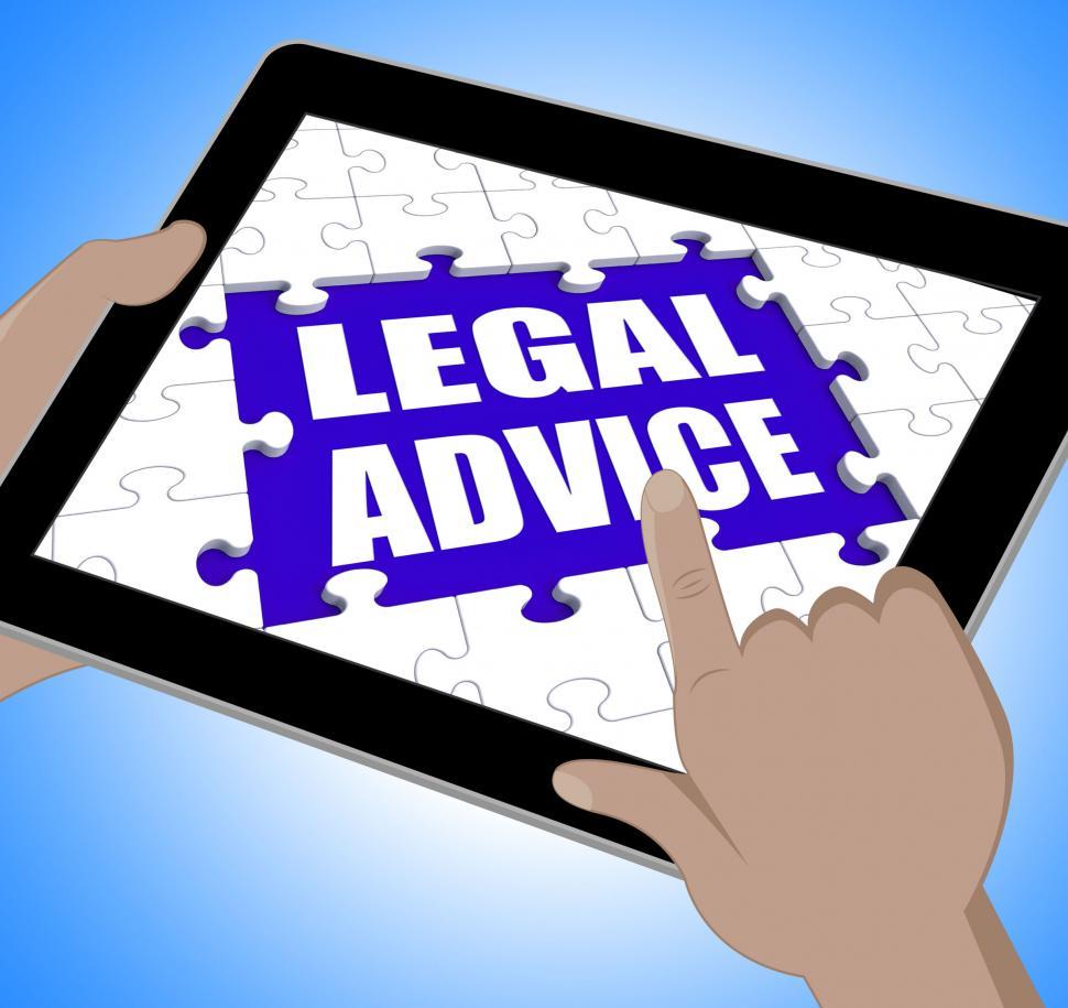 Legal Advice Tablet Shows Online Lawyer Help