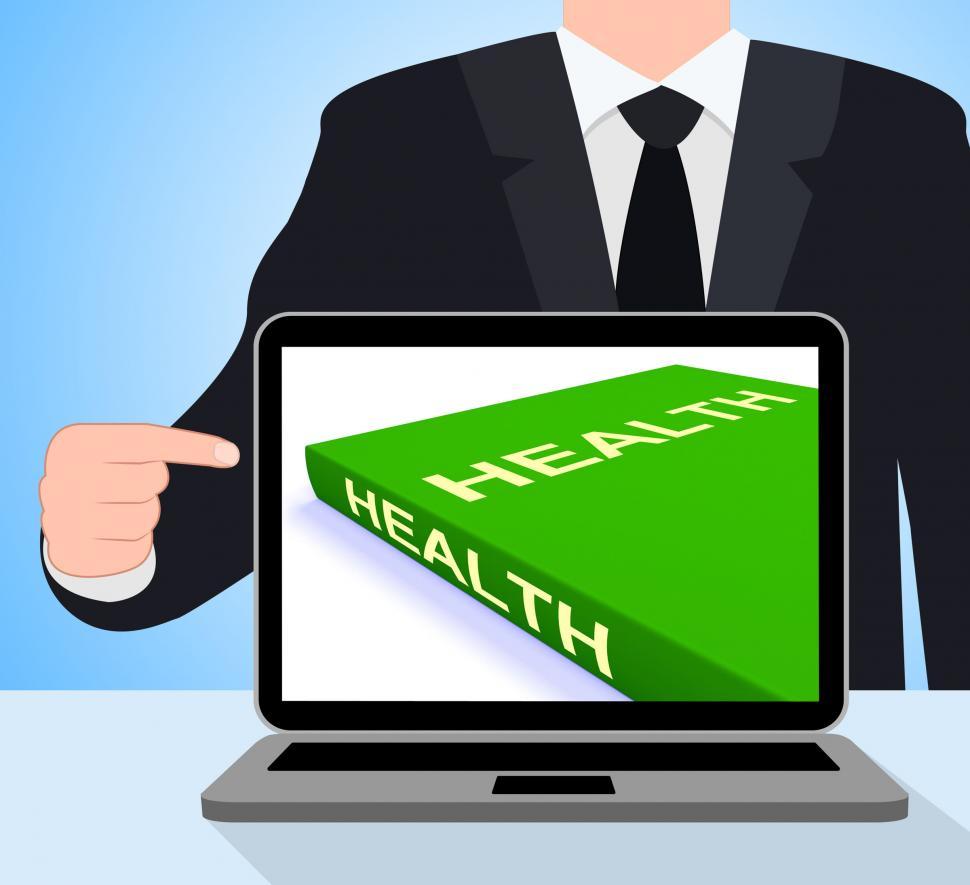 Free Image of Health Book Laptop Shows Books About Healthy Lifestyle 