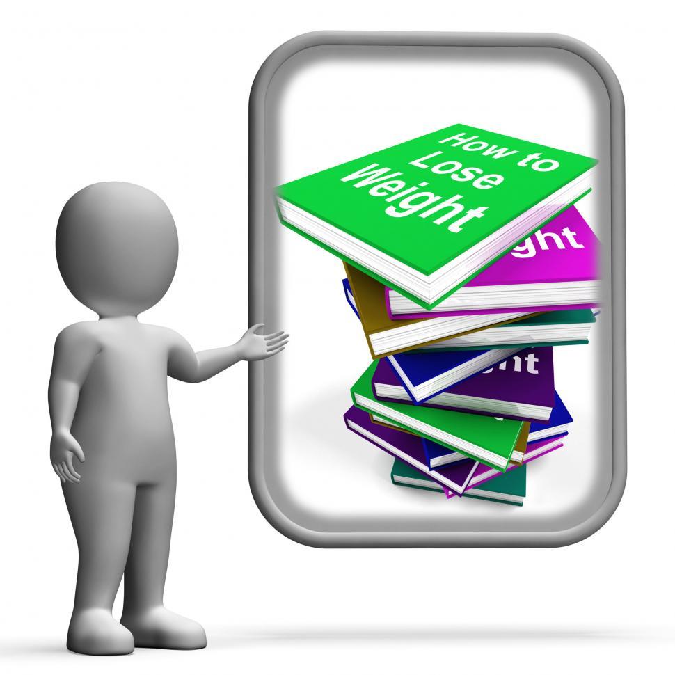Free Image of How To Lose Weight Book Stack Displays Weight loss Diet Advice 