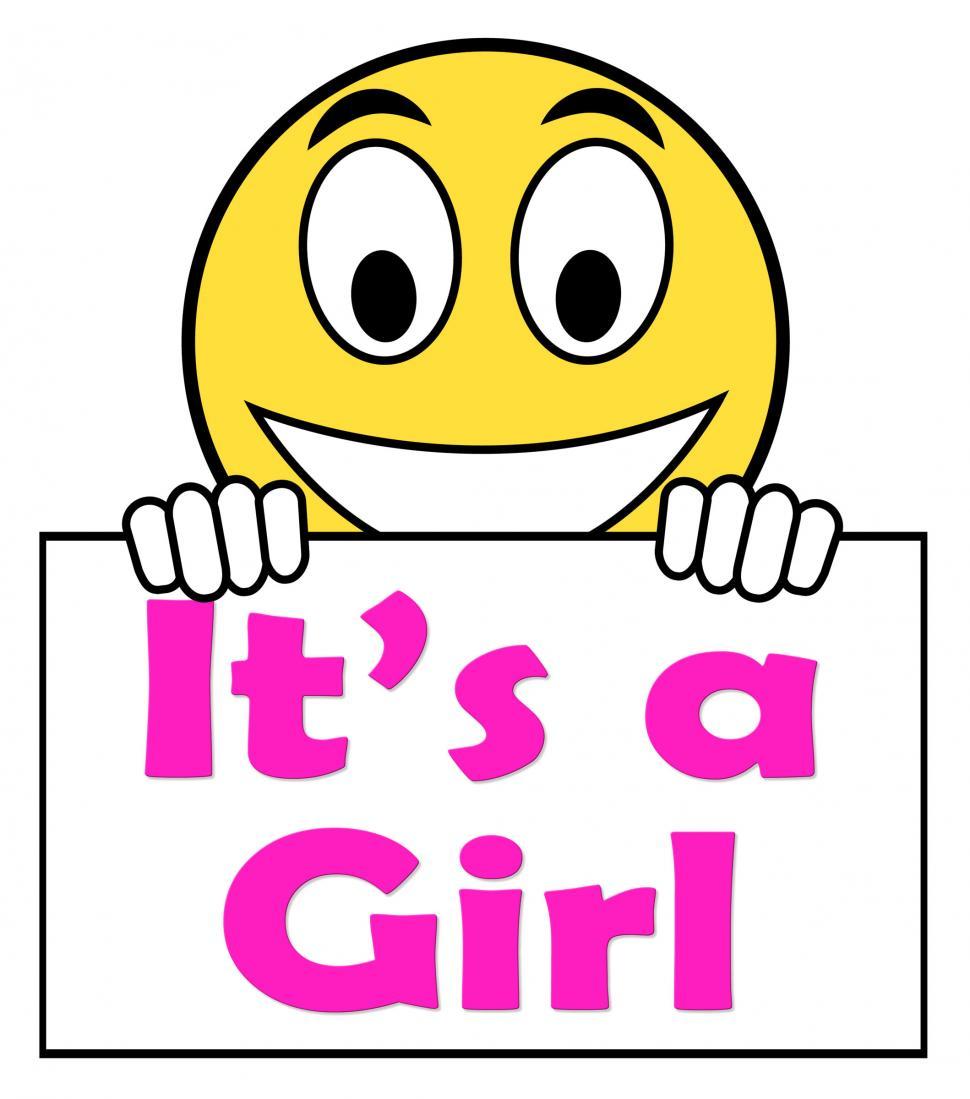 Free Image of It s A Girl On Sign Shows Newborn Female Baby 