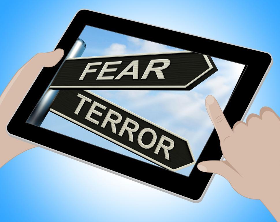 Free Stock Photo of Fear Terror Tablet Shows Frightened And Terrified