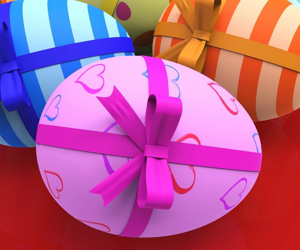Free Image of Easter Eggs Indicates Gift Bow And Colorful 