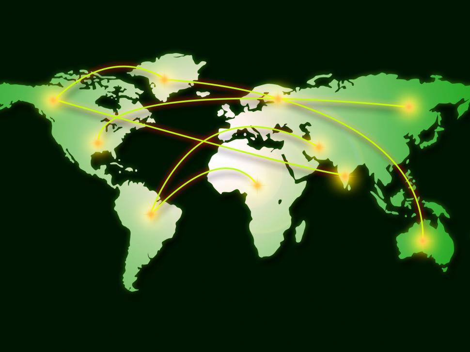 World Map Represents Computer Network And Cartography