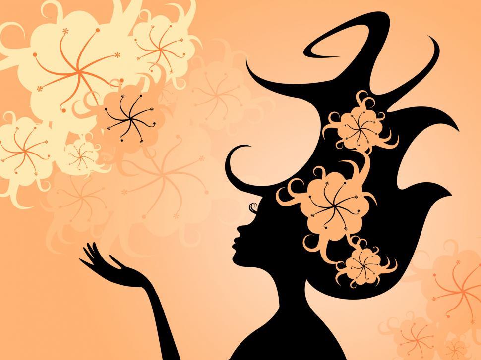Free Image of Hairdo Hairstyle Shows Young Woman And Floral 