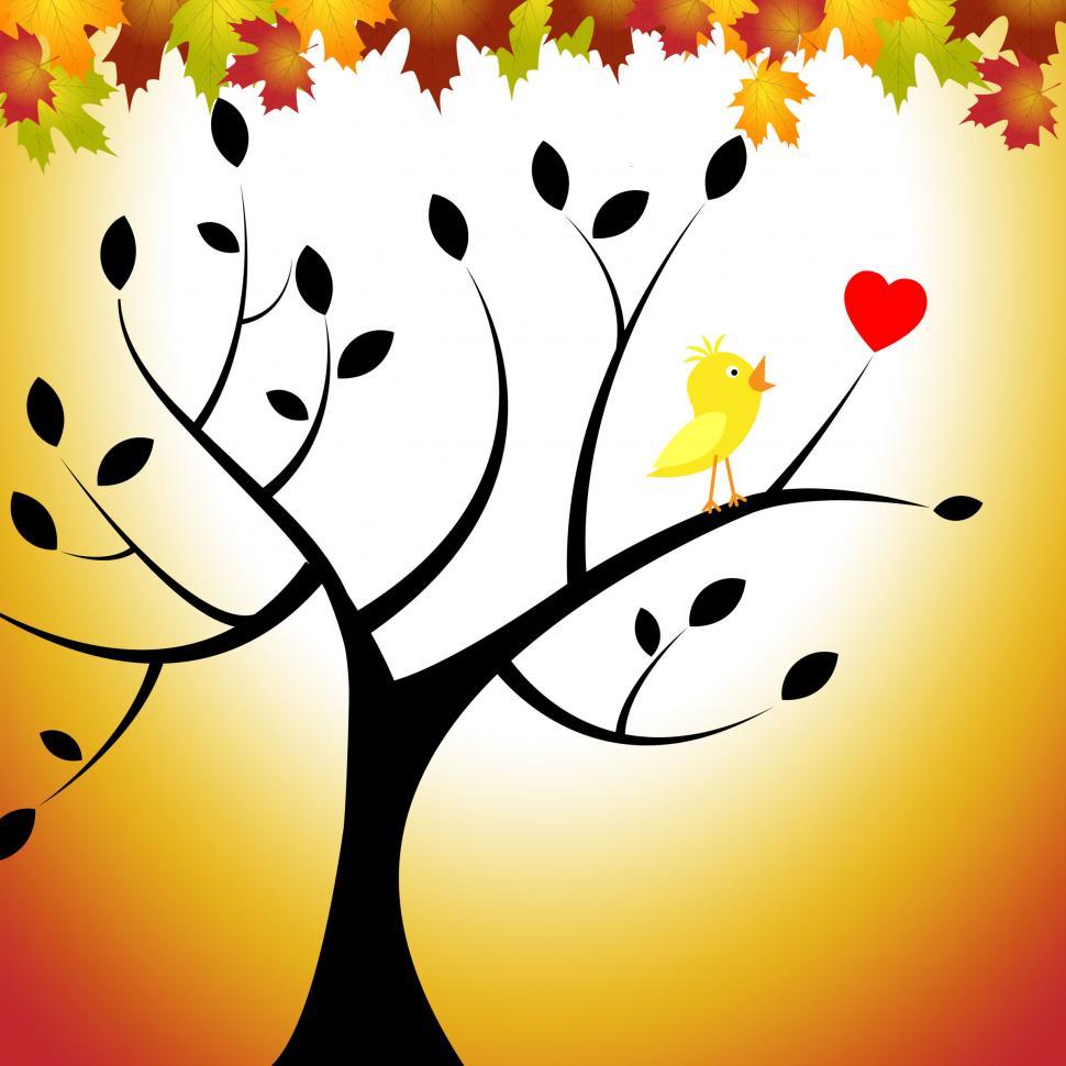 Free Image of Birds Heart Means Valentine Day And Branch 