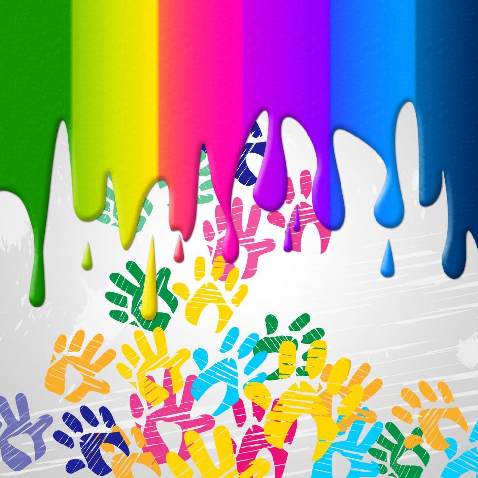 Free Stock Photo of Color Handprints Represents Childhood Multicoloured