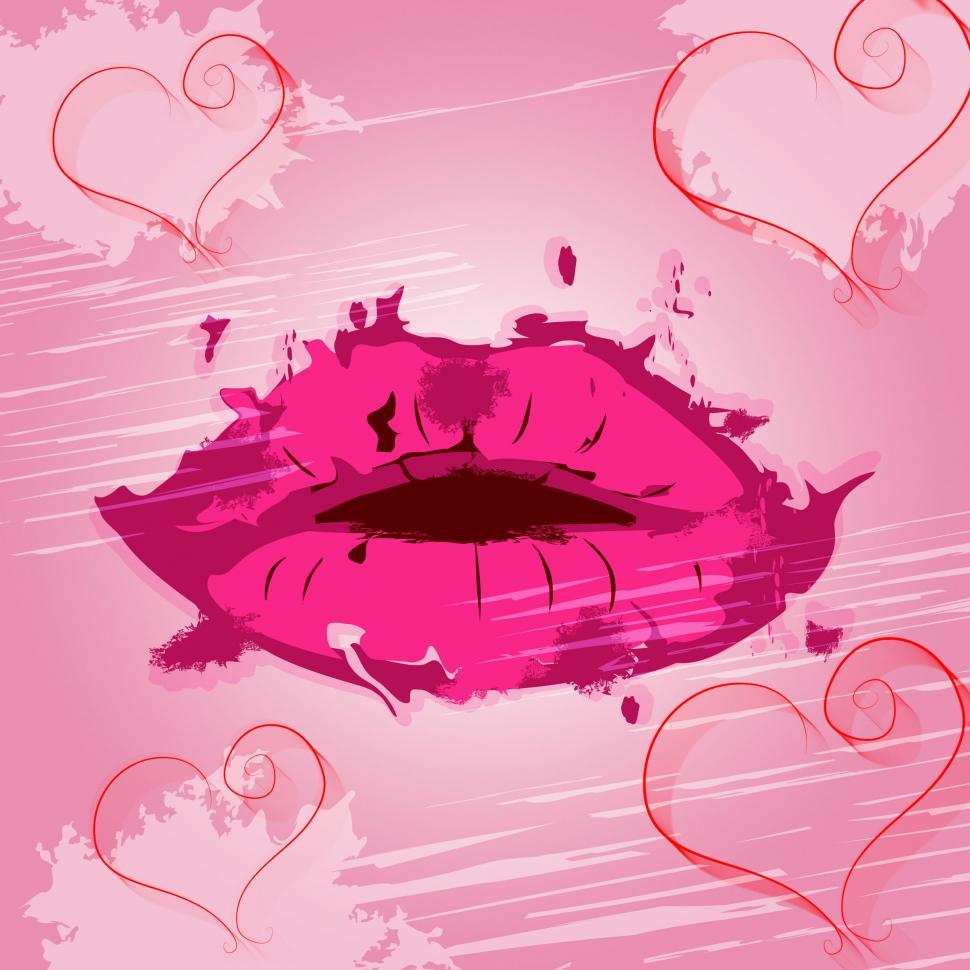 Lips Heart Indicates Valentines Day And Affection
