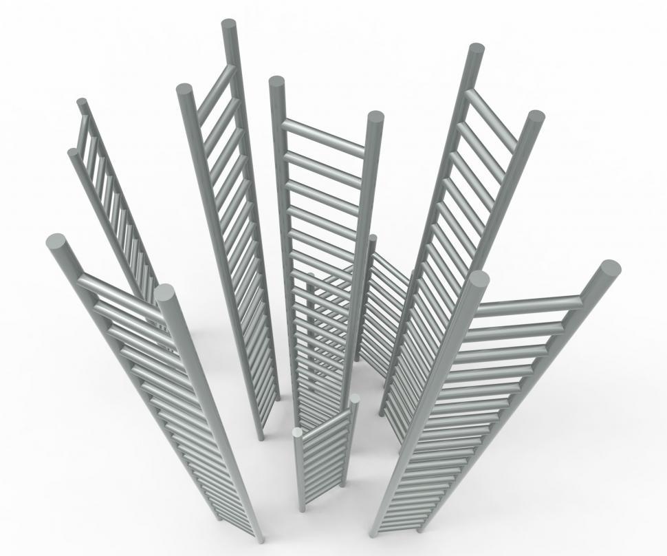 Free Image of Ladders Up Shows Improvement Mission And Progress 