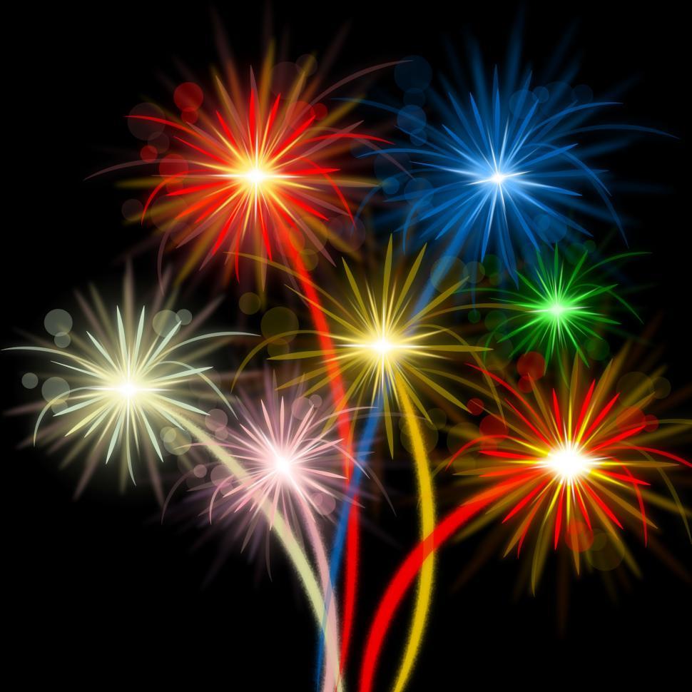 Multi Colored Contour Triangle Fireworks Cluster Stock