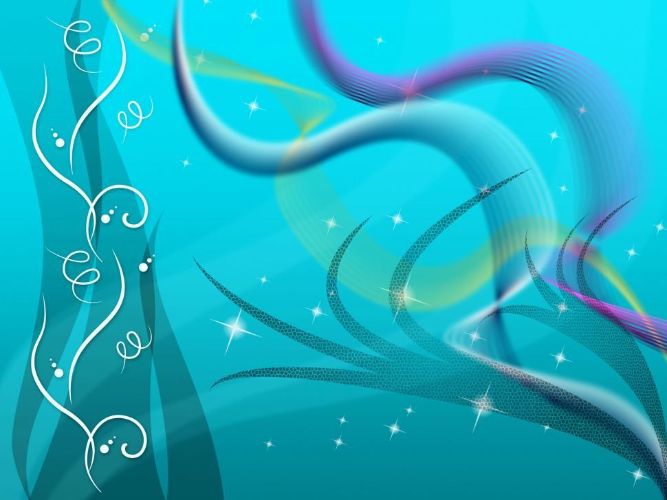Free Image of Blue Floral Background Shows Curves Plants And Stars  