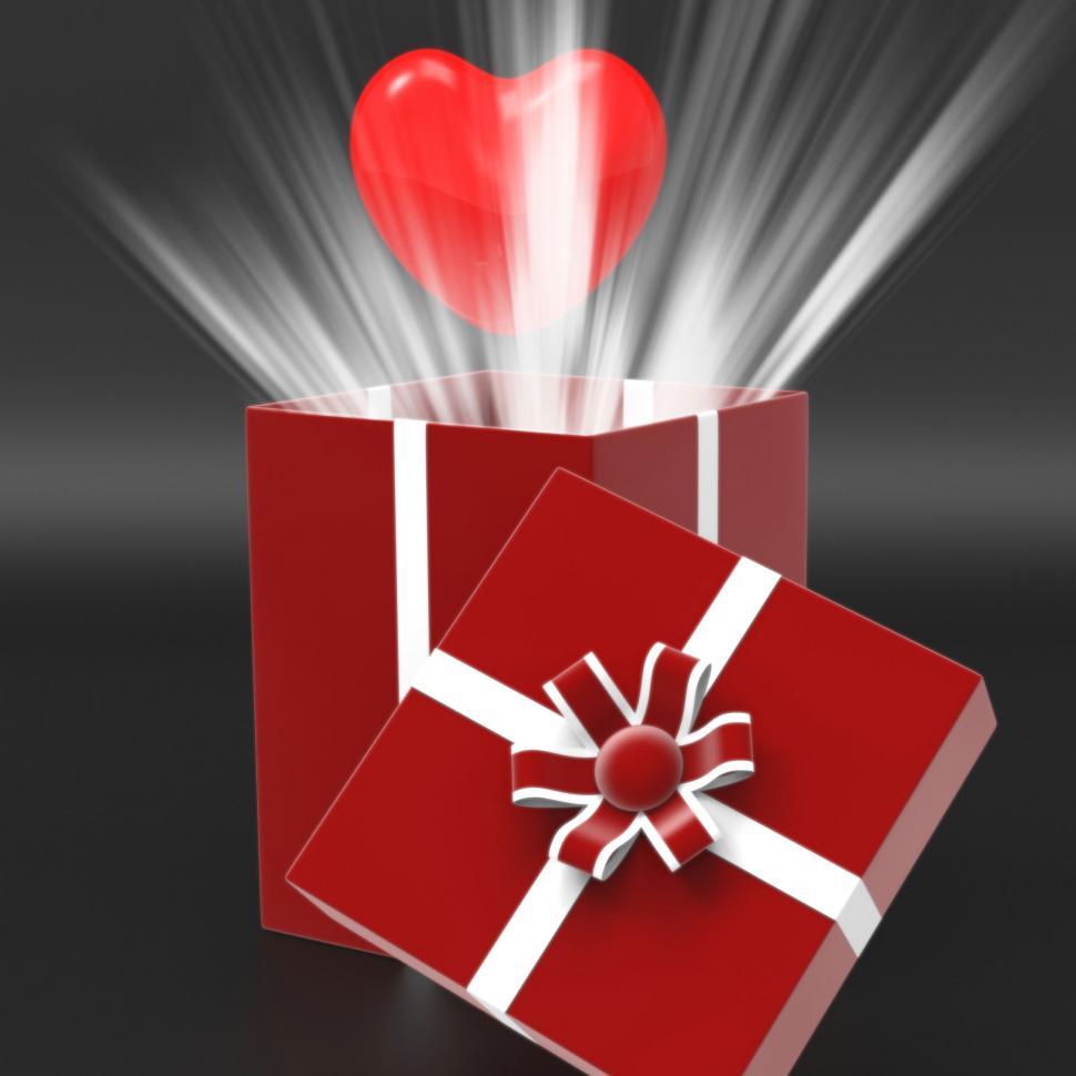 Free Image of Giftbox Heart Shows Valentines Day And Affection 
