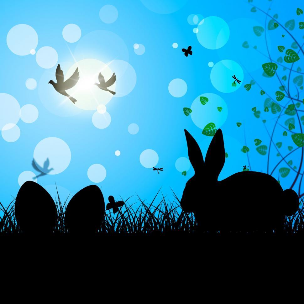 Free Image of Easter Eggs Means Text Space And Bunny 