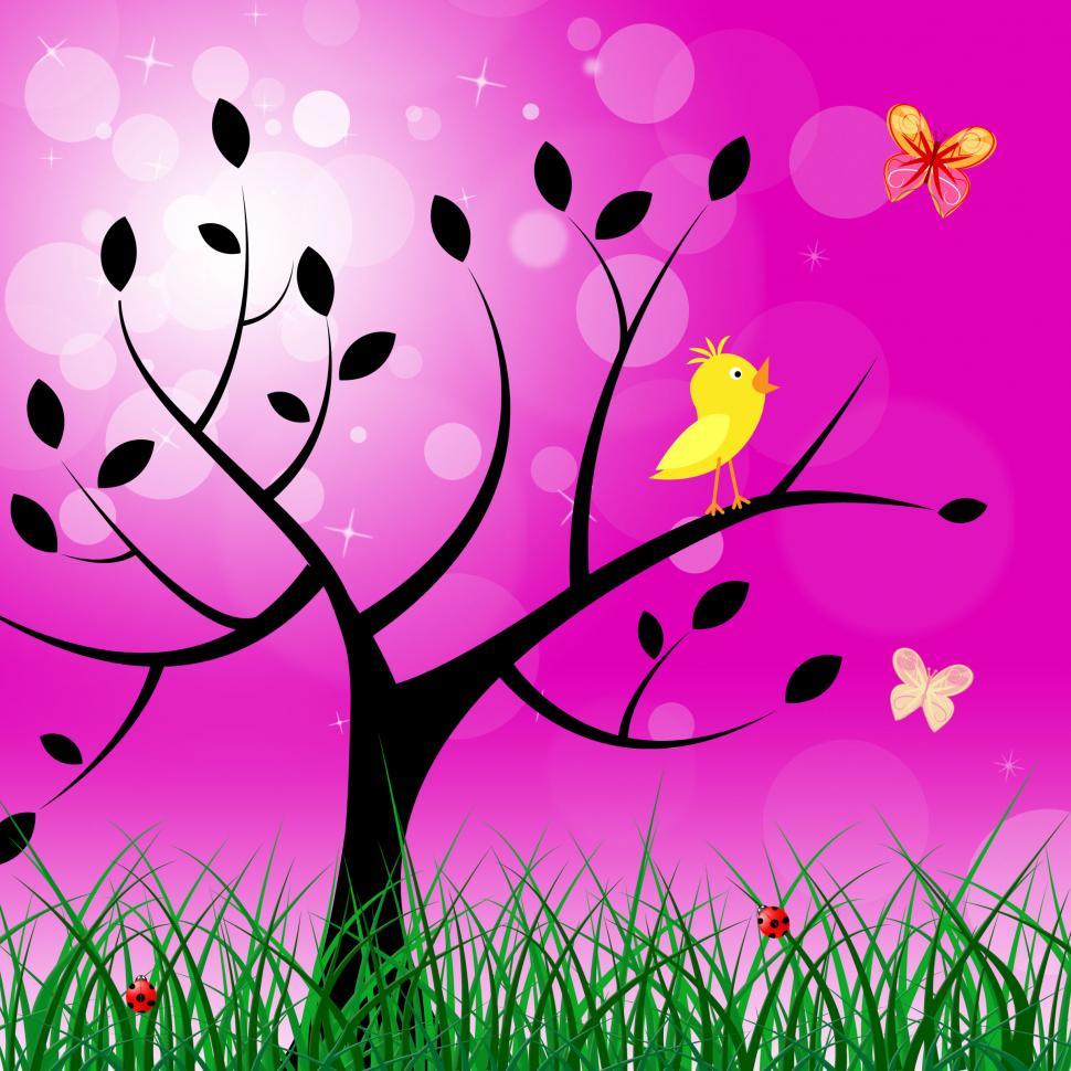 Free Image of Butterflies Tree Shows Flock Of Birds And Animal 