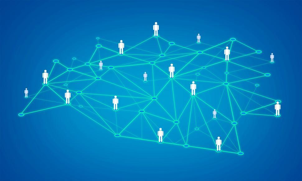 Linked In a Network - Social network and social connections conc