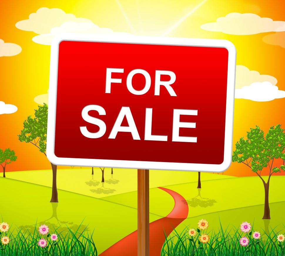 For Sale Indicates Real Estate Agent And Placard