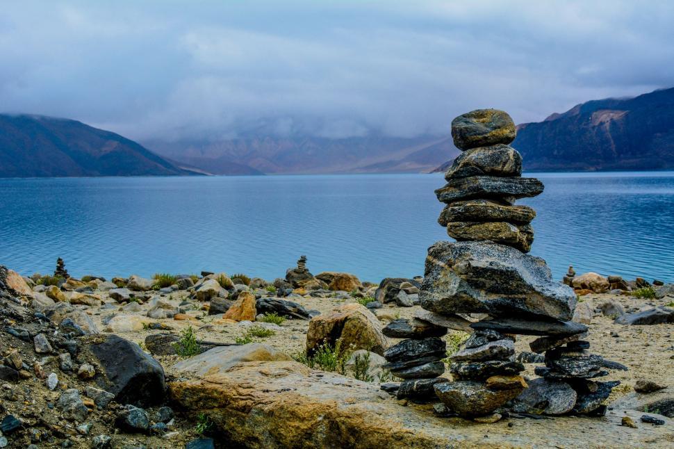 Free Image of Stack of Rocks on Rocky Beach 