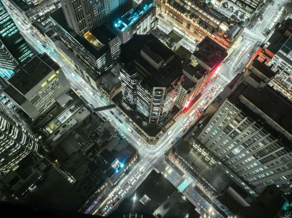 Free Image of Aerial View of City at Night 