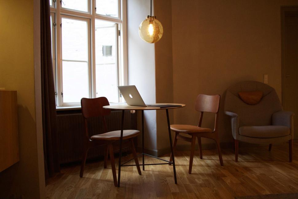 Free Image of Laptop Computer on Wooden Table 