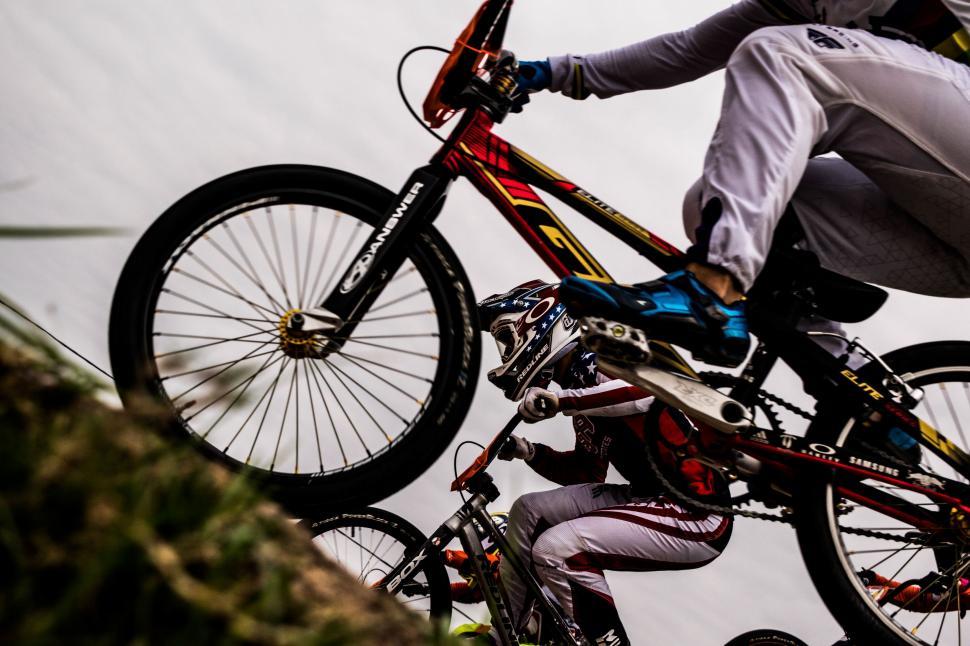 Free Image of Man Riding Bike Up Mountain 