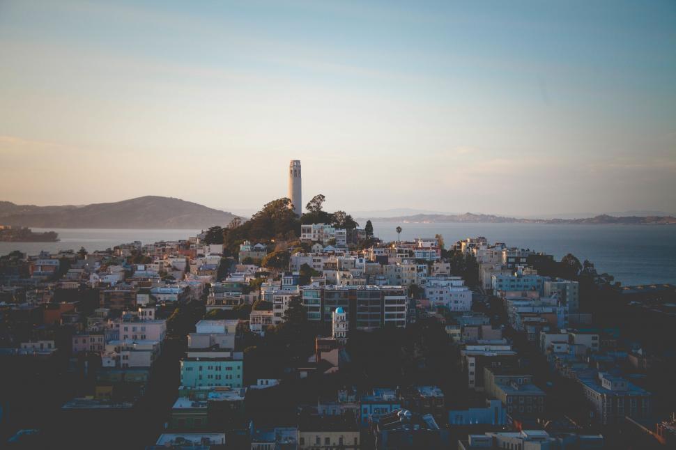 Free Image of Aerial View of City and Ocean 