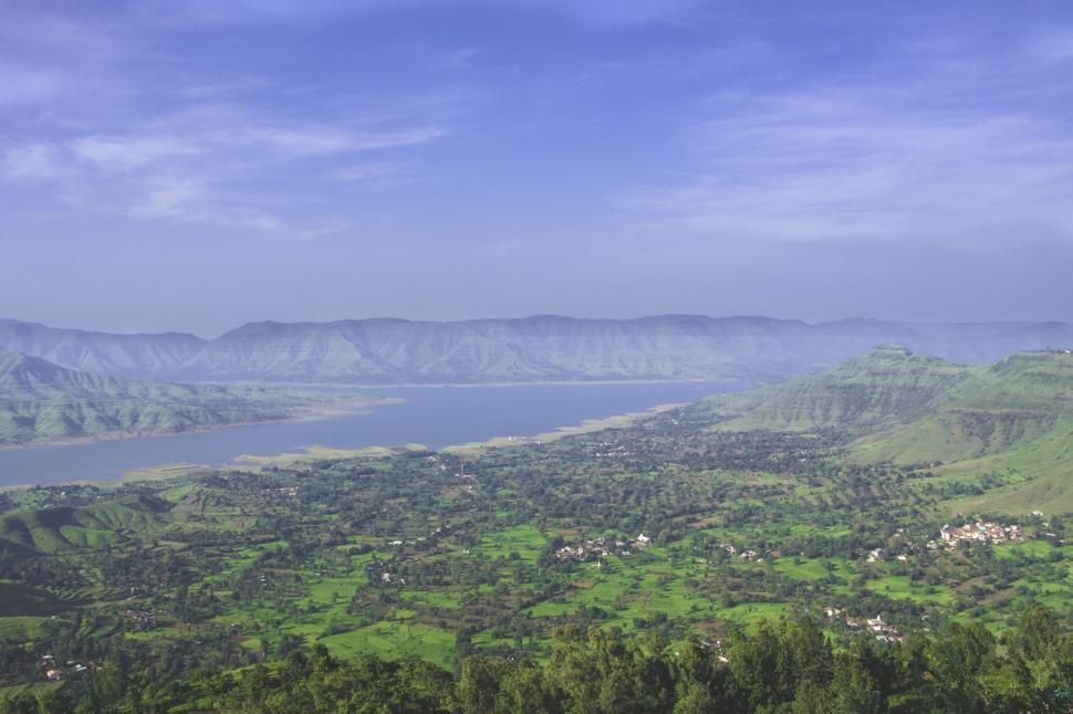 Free Image of Majestic Valley Overlooking Water 