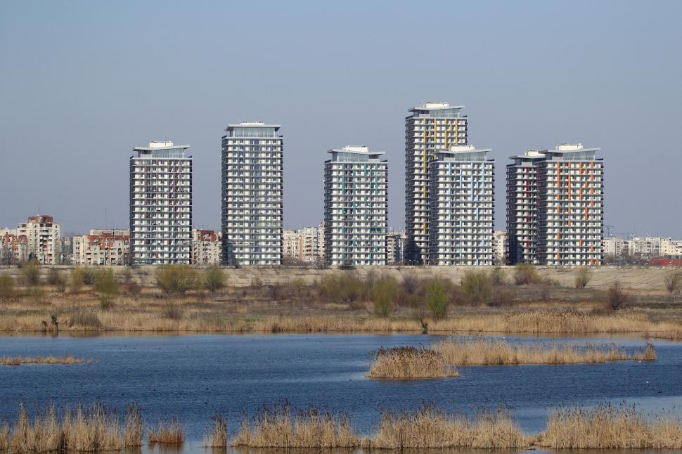 Free Image of Skyscrapers by Waterfront 