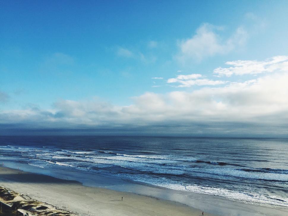 Free Image of Panoramic View of Beach and Ocean From Hilltop 