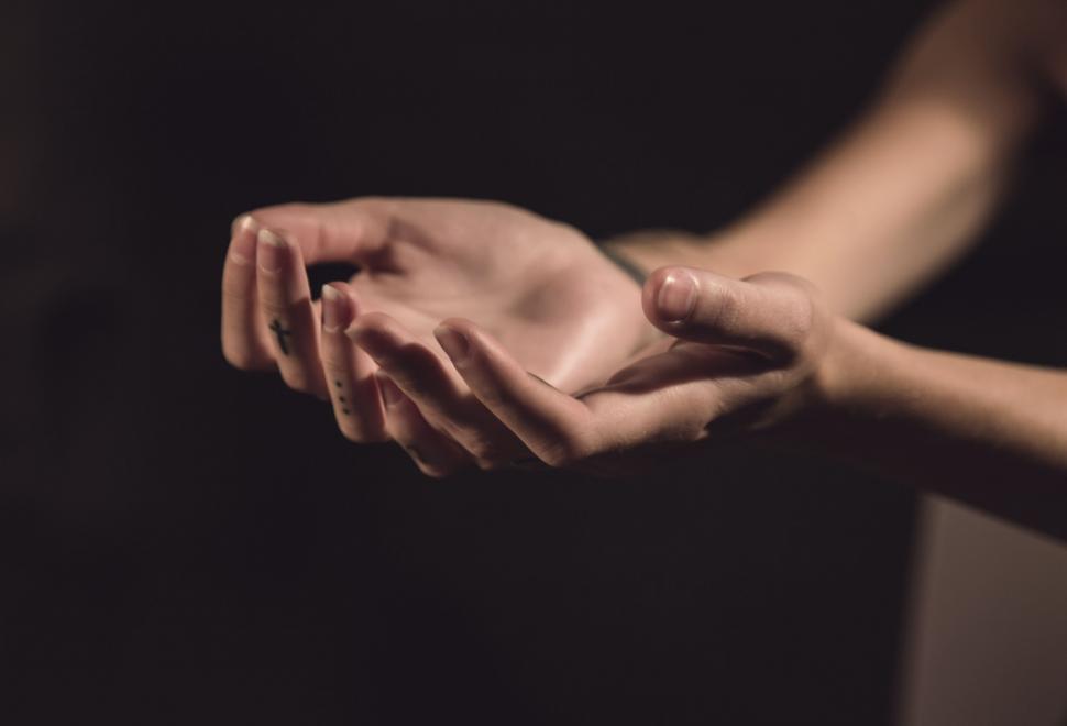 Free Image of Interlocked Hands in Black and White 