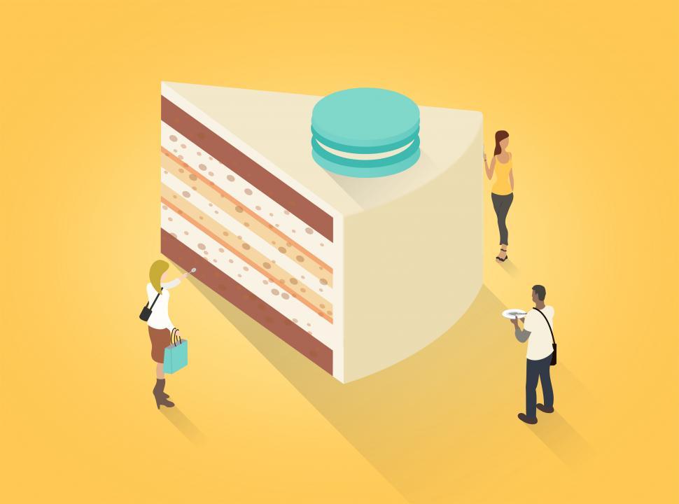 Free Image of Piece of Cake - Little people eating a piece of cake 3 